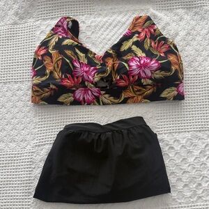 Floral Black swim suit